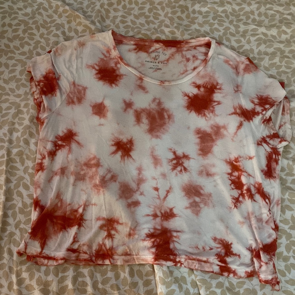 Red and white tie dye tshirt